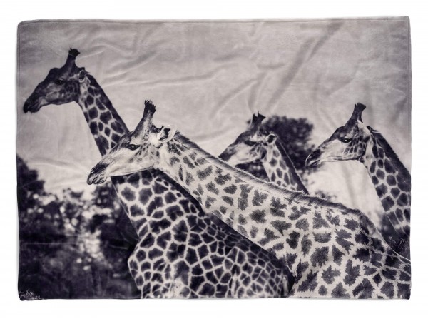 Handtuch Strandhandtuch Saunatuch Kuscheldecke mit Tiermotiv Giraffen Schwarz W