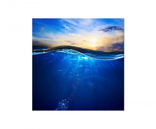 80x80cm Wasser Meer Wellen Himmel Sonne blau