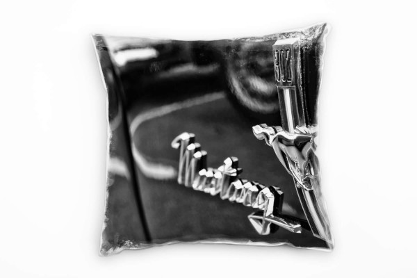 künstlerische Fotografie, Ford Mustang, grau, pkw Deko Kissen 40x40cm für Couch Sofa Lounge Zierkiss