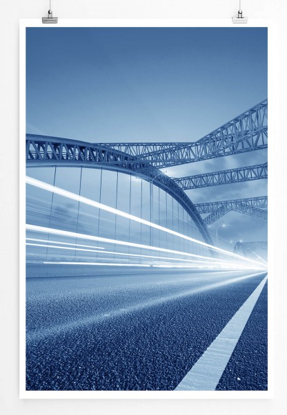 Architekturfotografie  Moderne Brücke bei Nacht 60x90cm Poster