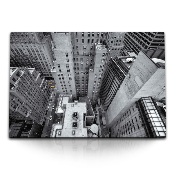 120x80cm Wandbild auf Leinwand New York Manhattan Schwarz Weiß Hochhäuser