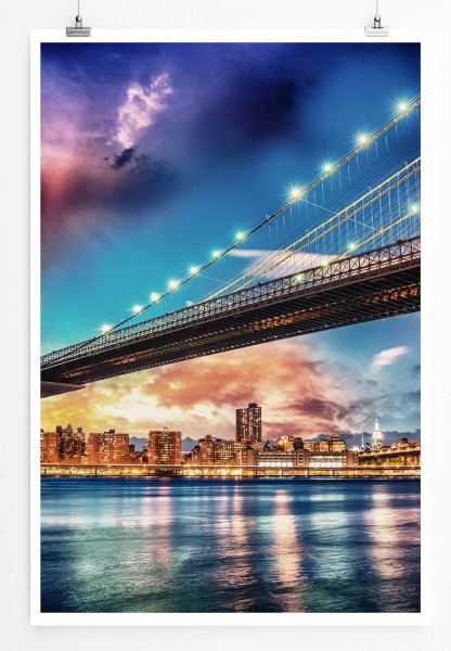 90x60cm Poster Urbane Fotografie Brooklyn und Manhattan Bridge New York