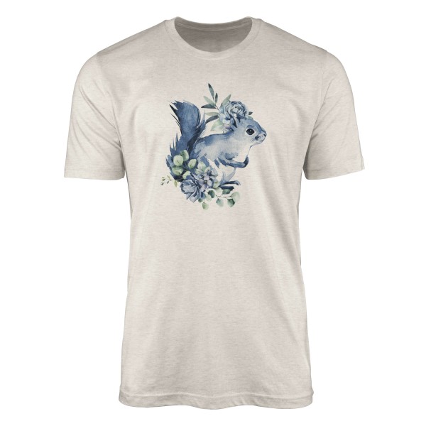 Herren Shirt 100% gekämmte Bio-Baumwolle T-Shirt Aquarell Eichhörnchen Motiv Nachhaltig Ökomode aus