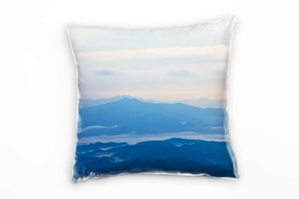 Landschaft, blau, orange, Bergkette, Thailand Deko Kissen 40x40cm für Couch Sofa Lounge Zierkissen