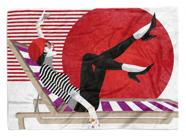 Handtuch Strandhandtuch Saunatuch Kuscheldecke mit Fotomotiv Pop Art chice Frau