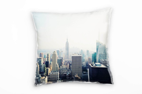Urban und City, blau, New York am Tag, Manhattan Deko Kissen 40x40cm für Couch Sofa Lounge Zierkisse