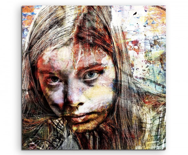 Portrait einer jungen Frau auf Leinwand exklusives Wandbild moderne Fotografie für ihre Wand in viel