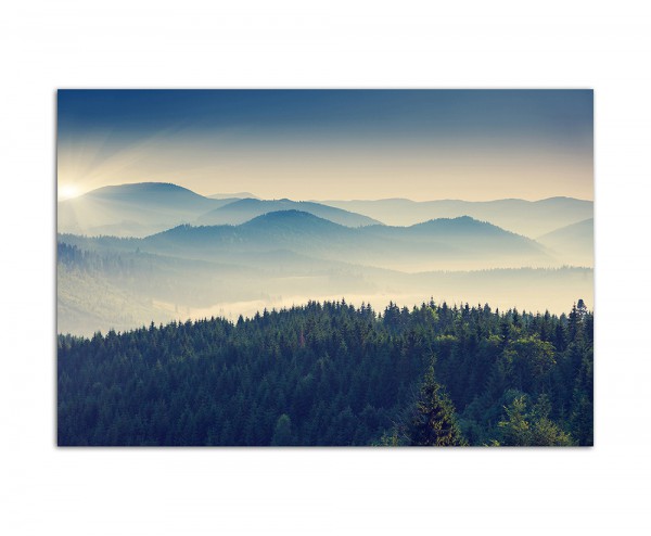 Wandbild Landschaftsfotografie Berge im Nebel auf Leinwand