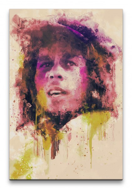 Bob Marley Porträt Abstrakt Kunst Musiklegende Reggae Frieden 60x90cm Leinwandbild