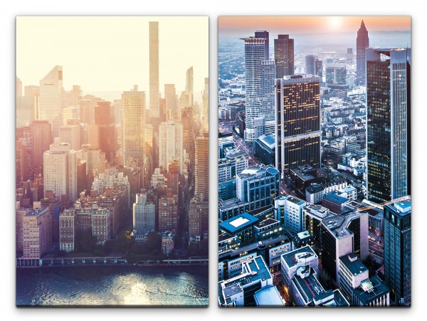 2 Bilder je 60x90cm New York Mega City Wolkenkratzer Skyline Großstadt Modern USA