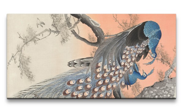 Remaster 120x60cm Ohara Koson traditionell japanische Kunst wunderschöne Pfaue Federkleid