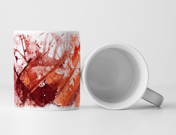 Tasse Geschenk Abstraktion in verschiedenen Rottönen; weißer Hintergrund 