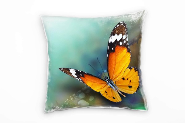Tiere, Schmetterling, kleiner Monarch, orange Deko Kissen 40x40cm für Couch Sofa Lounge Zierkissen