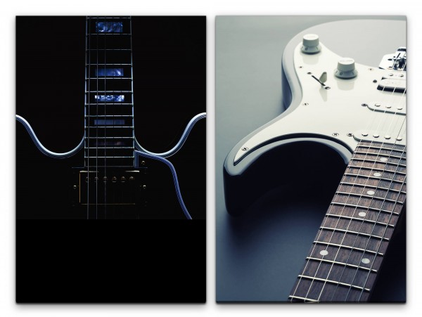 2 Bilder je 60x90cm Gitarre Rock Metal E-Gitarre Musik Schwarz Heavy