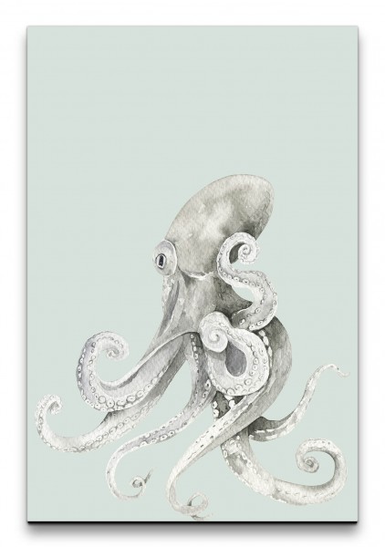 Oktopus Aquarell Modern Minimalistisch Kunstvoll Dekorativ Grautöne
