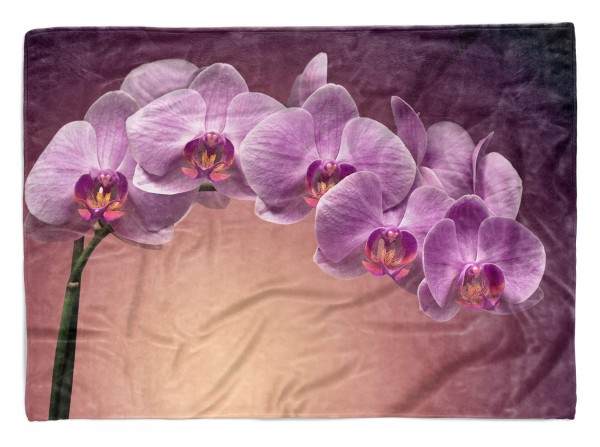Handtuch Strandhandtuch Saunatuch Kuscheldecke mit Fotomotiv Orchidee Blume Blü
