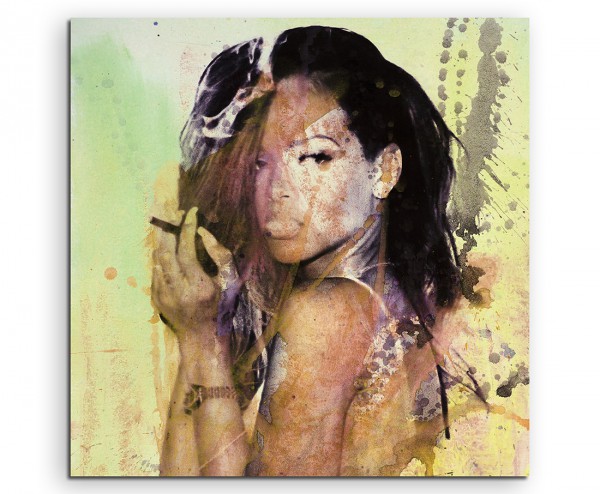 Rihanna 60x60cm Aquarell Art Leinwandbild