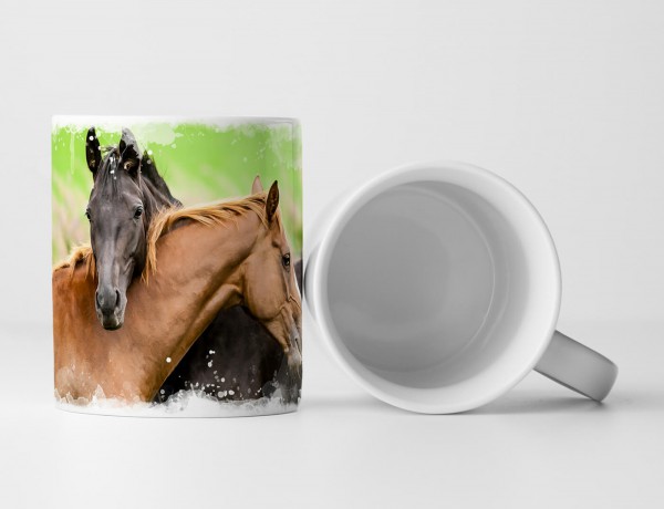 Tasse Geschenk Tierfotografie – Zwei befreundete Pferde