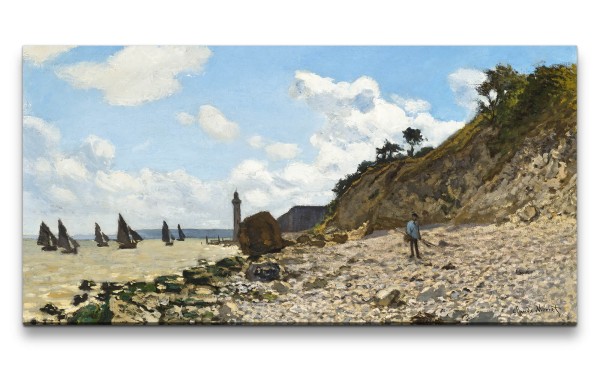 Remaster 120x60cm Claude Monet Impressionismus weltberühmtes Wandbild Küste Boote Segel Zeitlos