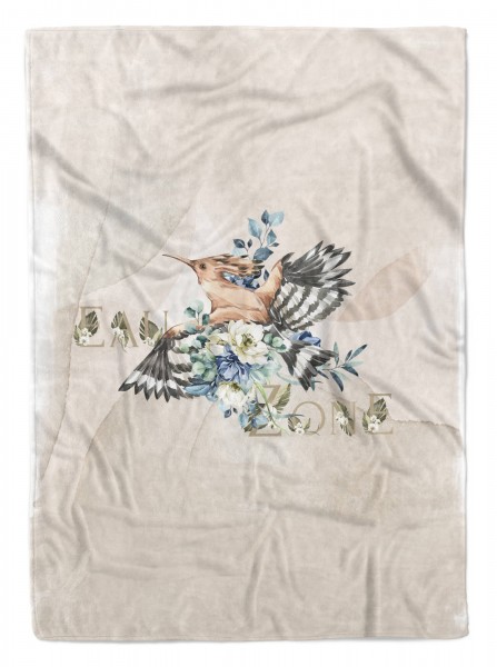 Handtuch Strandhandtuch Saunatuch Kuscheldecke Wiedehopf Blumen Blüten schönes Motiv Einzigarti