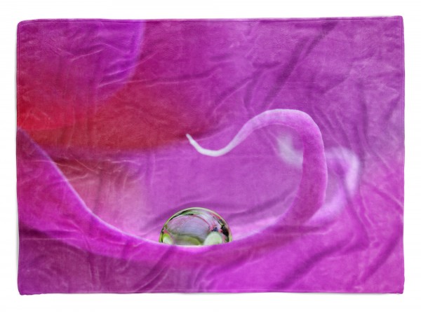 Handtuch Strandhandtuch Saunatuch Kuscheldecke mit Fotomotiv Blüte Wassertropfe