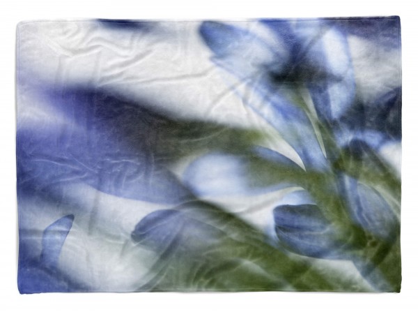 Handtuch Strandhandtuch Saunatuch Kuscheldecke mit Fotomotiv Blumen Blüten Blau