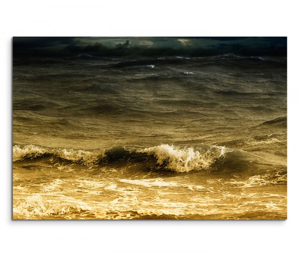 120x80cm Wandbild Ozean Wellen Sturm Wolkenhimmel