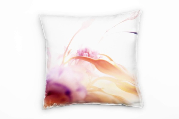 Blumen, orange, lila, Unscharf, Nah, Pastellfarben Deko Kissen 40x40cm für Couch Sofa Lounge Zierkis