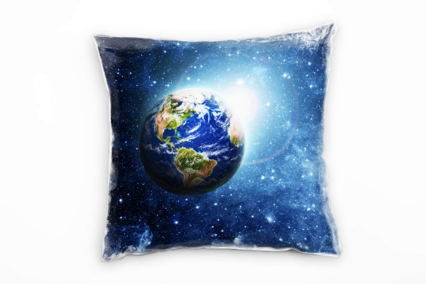 Abstrakt, Natur, blau, grün, Erde, Universum, Sterne Deko Kissen 40x40cm für Couch Sofa Lounge Zierk