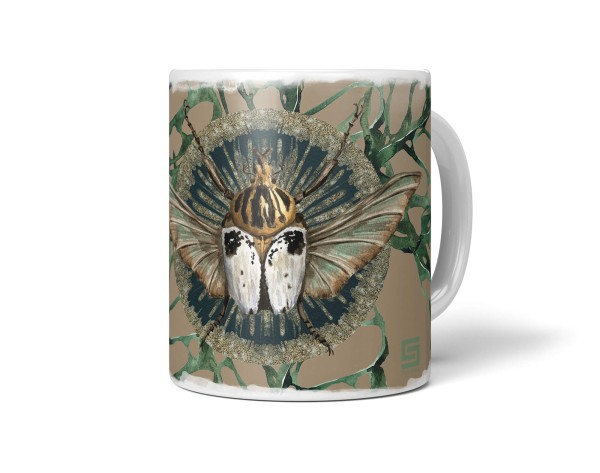 Dekorative Tasse mit schönem Motiv Käfer schönem Design Kunstvoll Pflanzenmuster