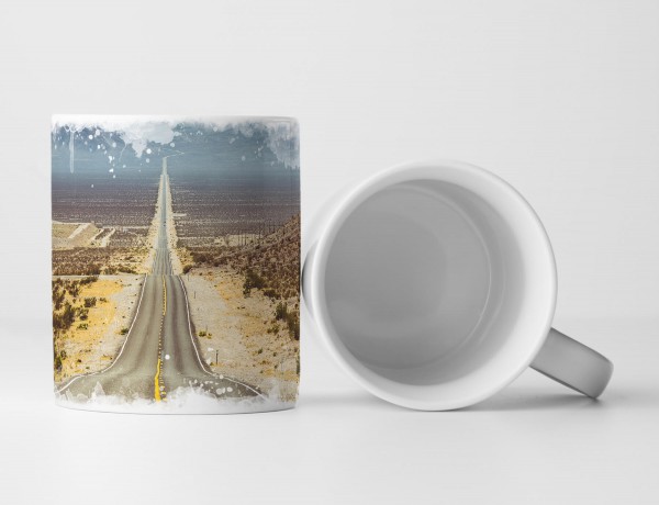 Tasse Geschenk Panorama einer endlosen Straße in Amerika