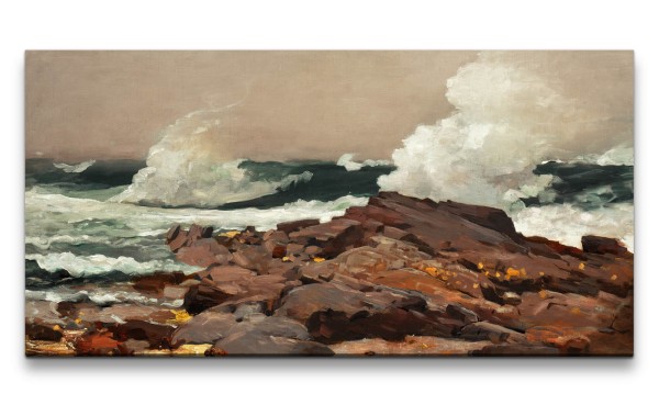 Remaster 120x60cm Winslow Homer weltberühmtes Wandbild Eastern Point Ozean Küste Felsen Brandung