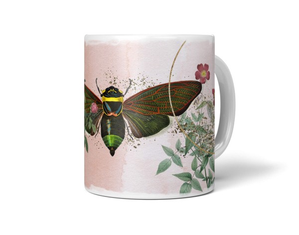 Dekorative Tasse mit schönem Motiv schönem Design Insekt Vintage Blumen Kunstvoll