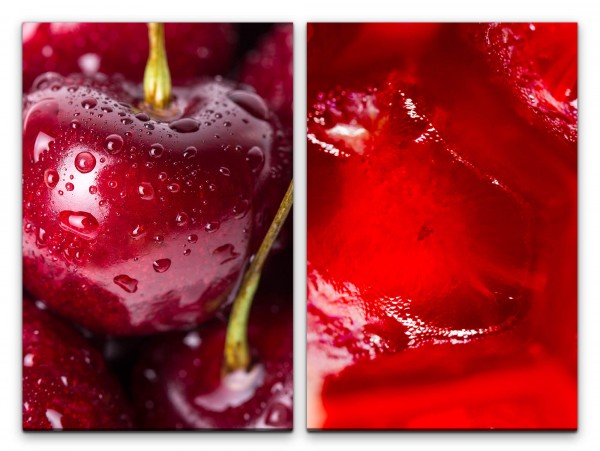2 Bilder je 60x90cm Kirschen Früchte Rot Süß Essen Frisch Küche