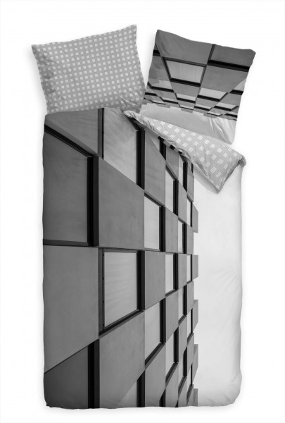 Architektur Beton Modern Schwarz Weiss Bettwäsche Set 135x200 cm + 80x80cm Atmungsaktiv