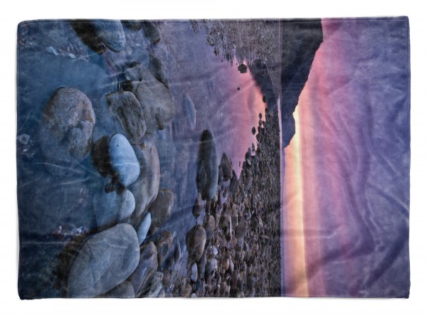 Handtuch Strandhandtuch Saunatuch Kuscheldecke mit Fotomotiv Runde Steine Meer