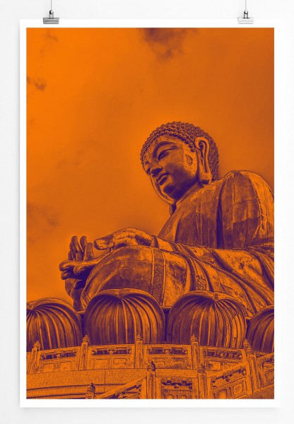 60x90cm Poster Künstlerische Fotografie  Große Buddha Statue in Hongkong