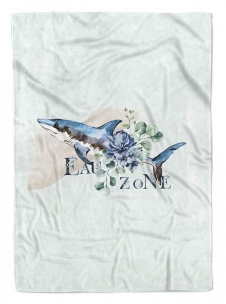Handtuch Strandhandtuch Saunatuch Kuscheldecke Kunstvoll Ozean Hai Blumen Motiv