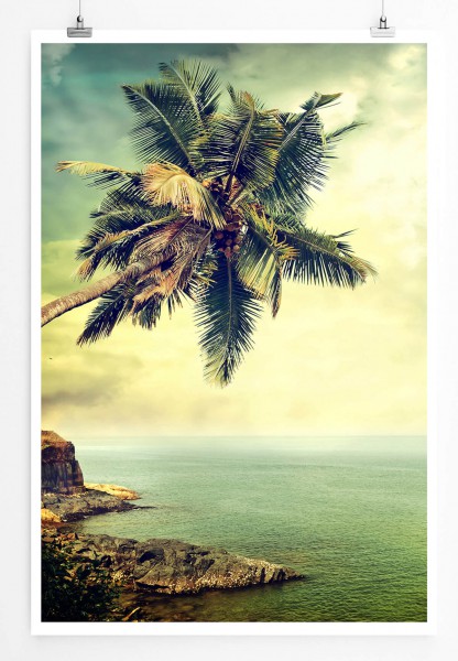 60x90cm Landschaftsfotografie Poster Vintage Palmen am Meer
