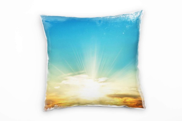 Natur, blau, gelb, orange, Sonnenuntergang, Himmel Deko Kissen 40x40cm für Couch Sofa Lounge Zierkis