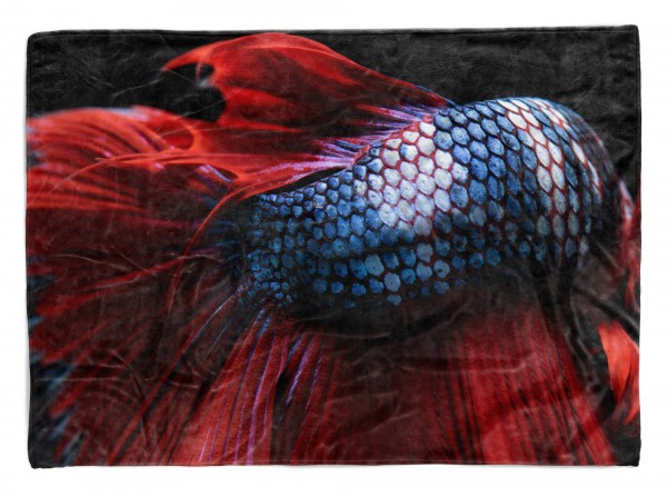 Handtuch Strandhandtuch Saunatuch Kuscheldecke mit Tiermotiv Kampffisch Farbenf