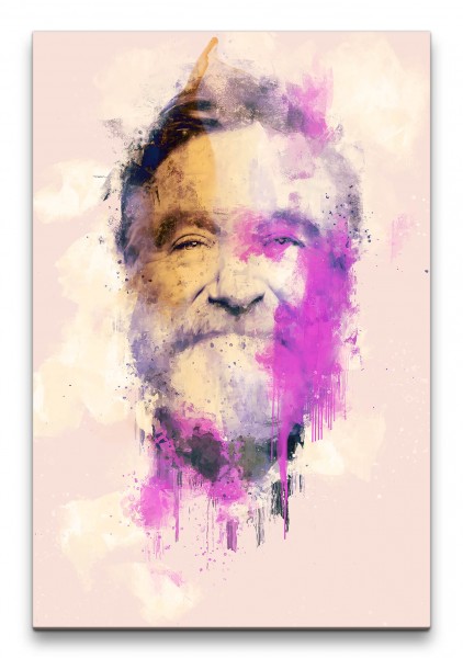 Robin Williams Porträt Abstrakt Kunst Filmlegende Schauspieler 60x90cm Leinwandbild