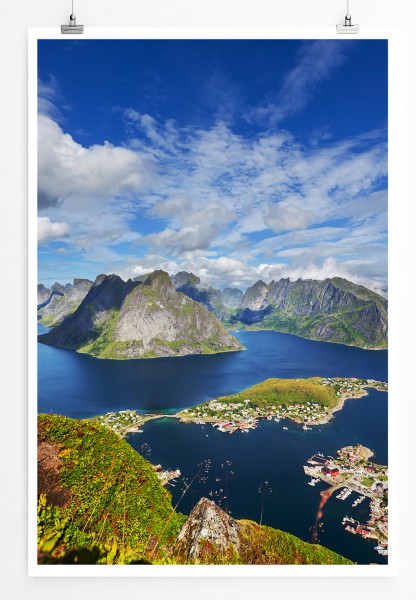 90x60cm Poster Idyllische Lofoten Insel Norwegen
