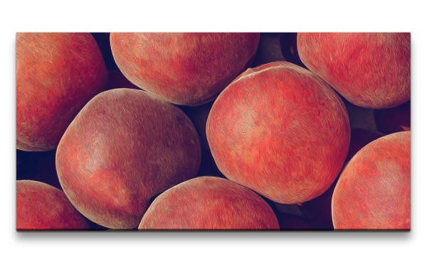 Leinwandbild 120x60cm Pfirsiche Früchte Dekorativ Kunstvoll Lecker
