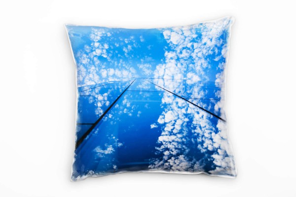 City, Hochhaus, Glas Spiegelung, Wolken, blau, weiß Deko Kissen 40x40cm für Couch Sofa Lounge Zierki