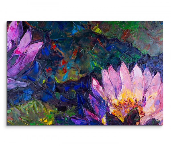 120x80cm Wandbild Ölmalerei Lotusblumen Blüten