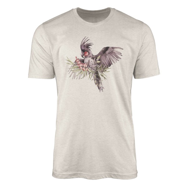 Herren Shirt Organic T-Shirt Aquarell Motiv Kakadus Bio-Baumwolle Ökomode Nachhaltig Farbe