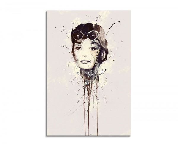 Audrey Hepburn IV 90x60cm Keilrahmenbild Kunstbild Aquarell Art Wandbild auf Leinwand fertig gerahm