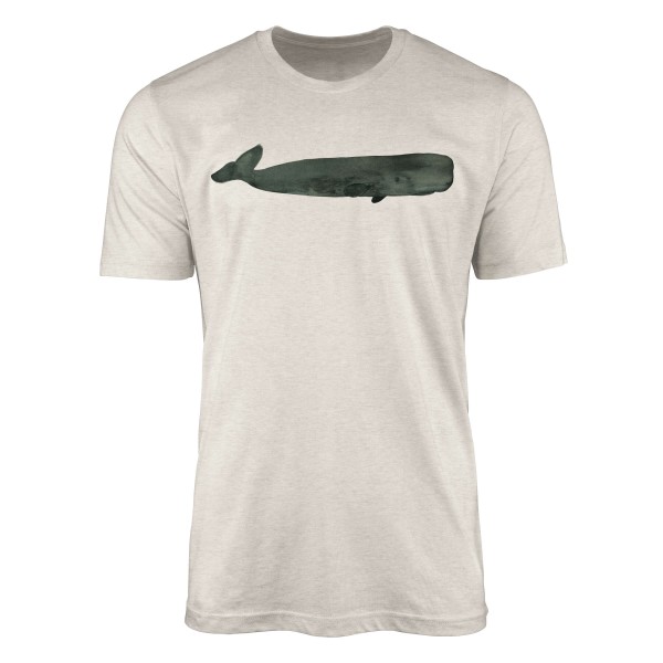 Herren Shirt 100% gekämmte Bio-Baumwolle T-Shirt Pottwal Wasserfarben Motiv Nachhaltig Ökomode aus