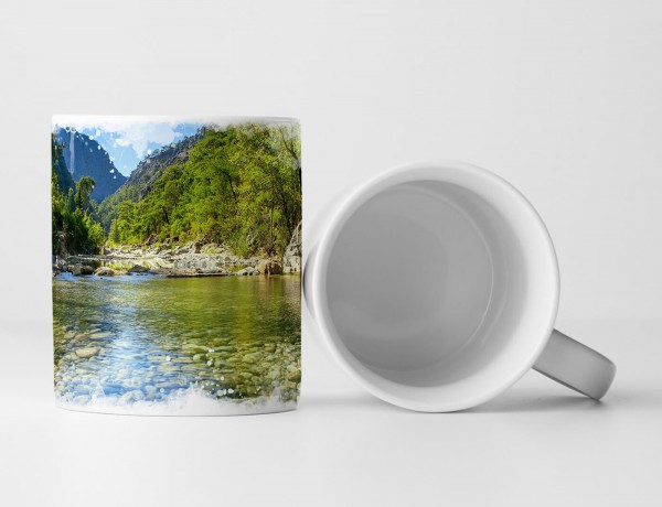 Tasse Geschenk Landschaftsfotografie – Flussbett im Sommer 